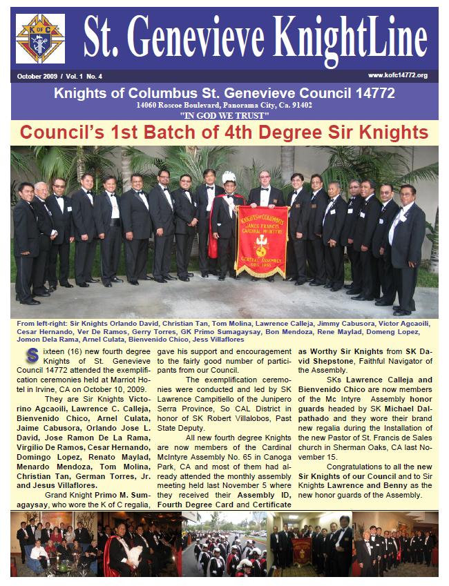 Knightline October 2009 page 1