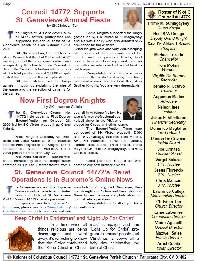 Knightline October 2009 page 2