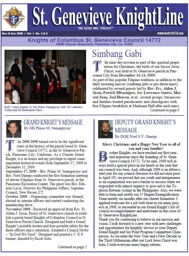 Knightline November-December 2009 page 1