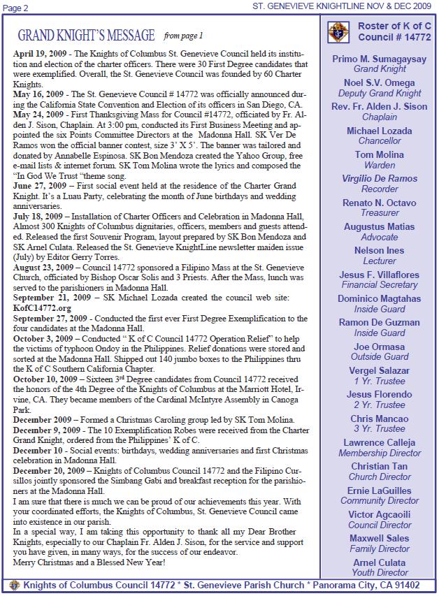 Knightline November-December 2009 page 2