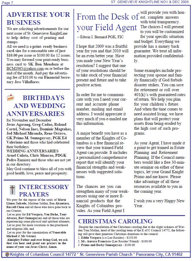 Knightline November-December 2009 page 7