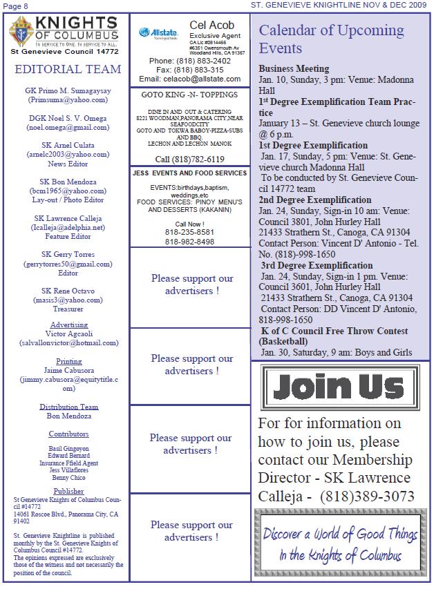 Knightline November-December 2009 page 8