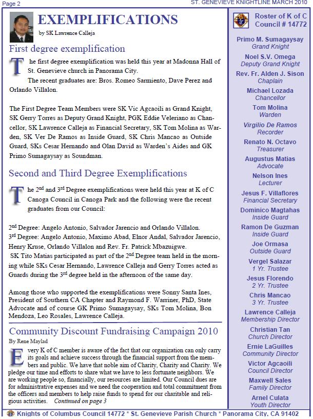 Knightline February-March 2010 page 2