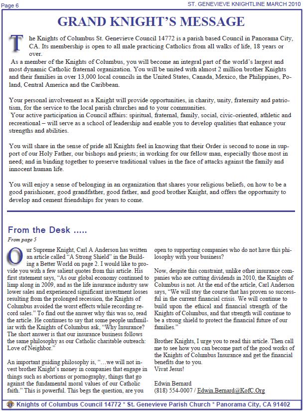 Knightline February-March 2010 page 6