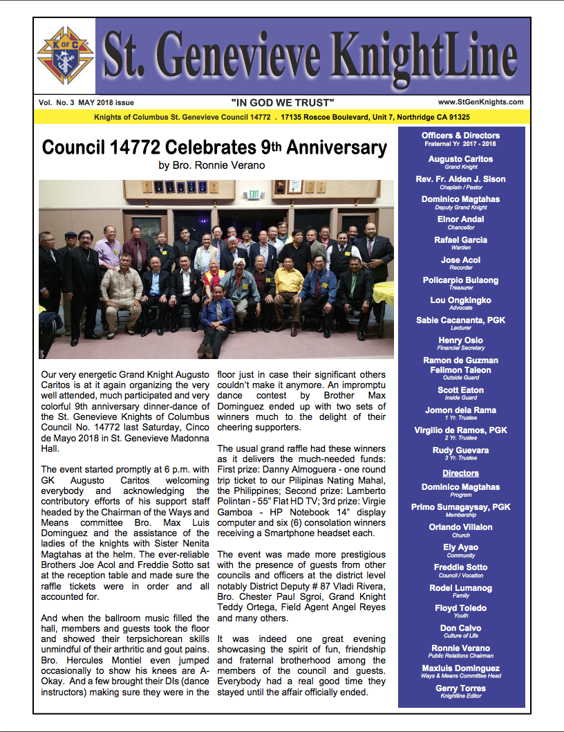 Knightline May 2018 cover