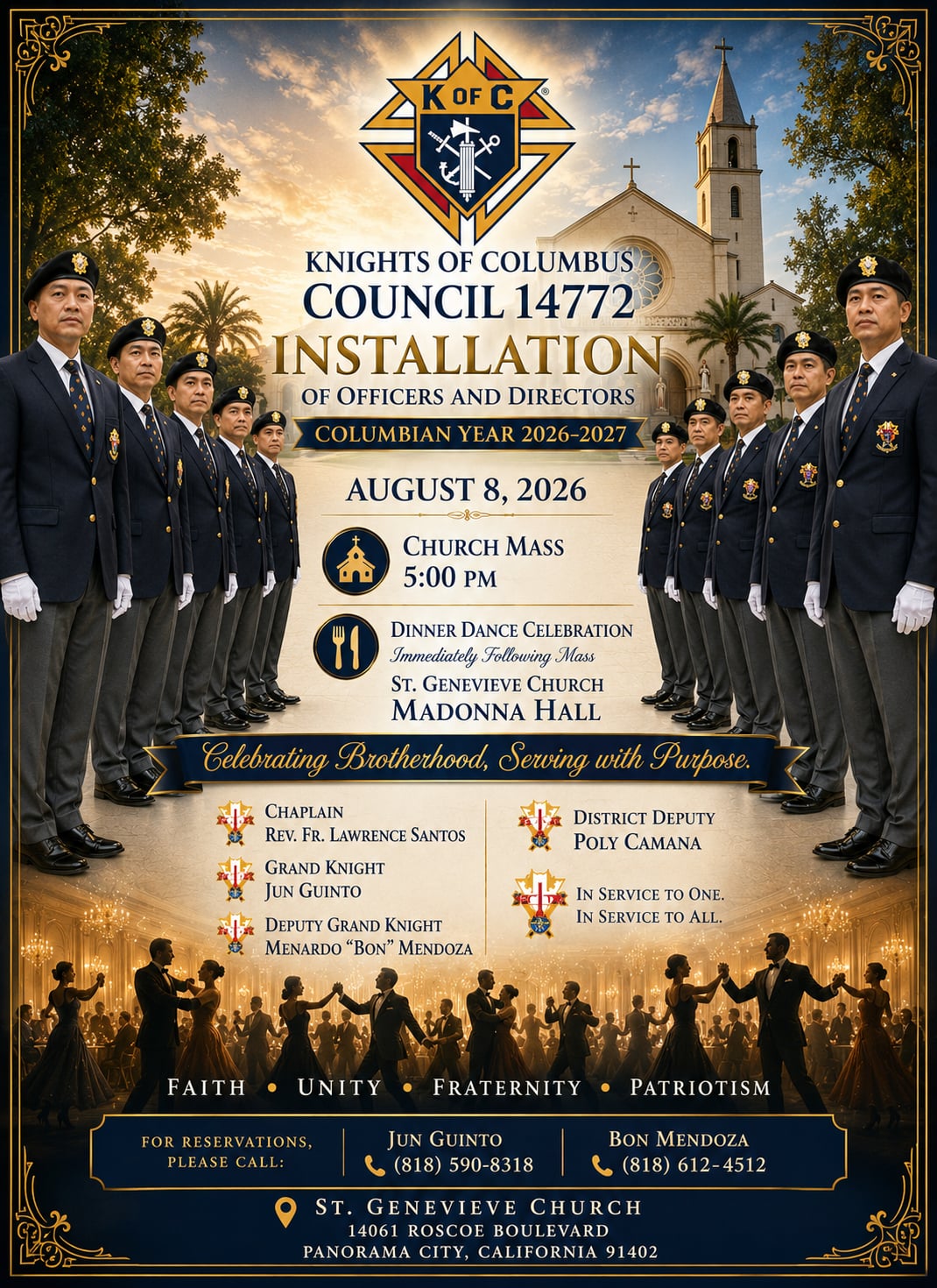 Flyer for the Council 14772 Installation of Officers and Directors on August 8, 2026